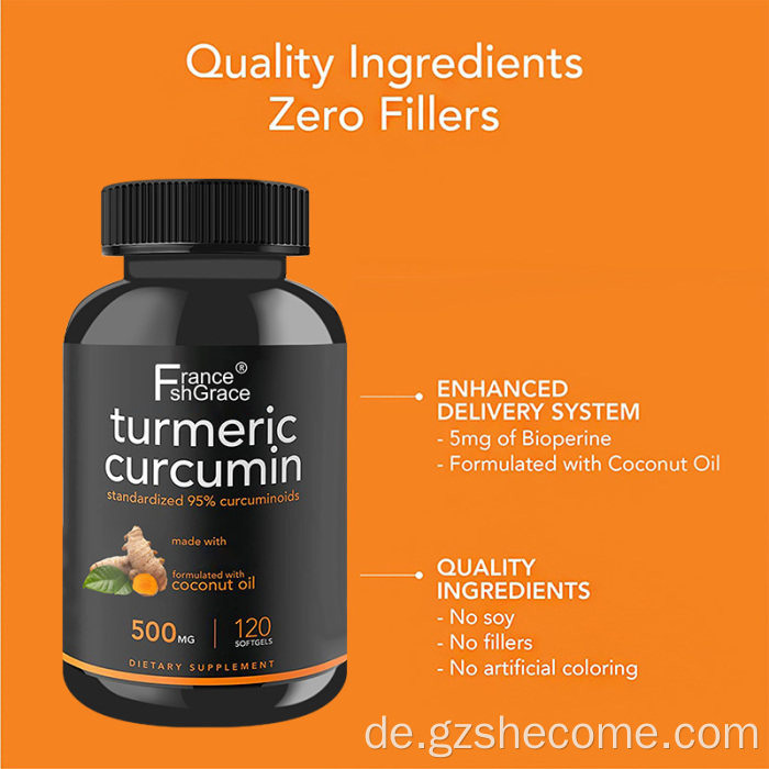 Tumererische Wurzel -Extrakt -Gehirngesundheit Tumereric Curcumin Softgel